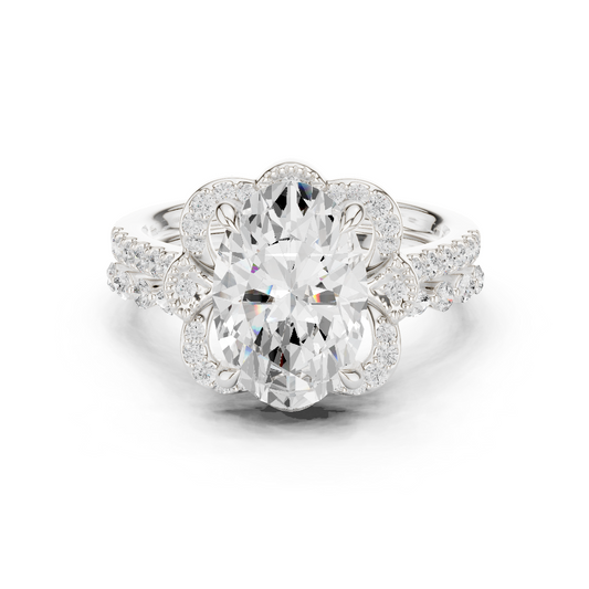 3.58 Ct Oval Marquise & Round Lab Grown Diamond Very Esthetical Party Wear Diamond Ring For Her - HIGHCARAT DIAMONDS