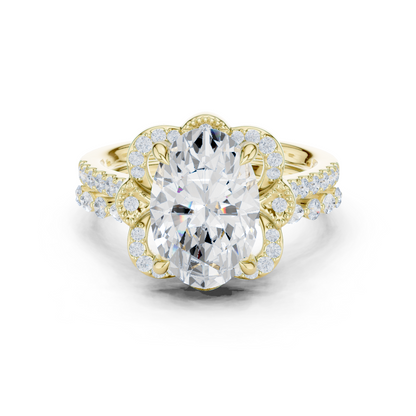 3.58 Ct Oval Marquise & Round Lab Grown Diamond Very Esthetical Party Wear Diamond Ring For Her - HIGHCARAT DIAMONDS