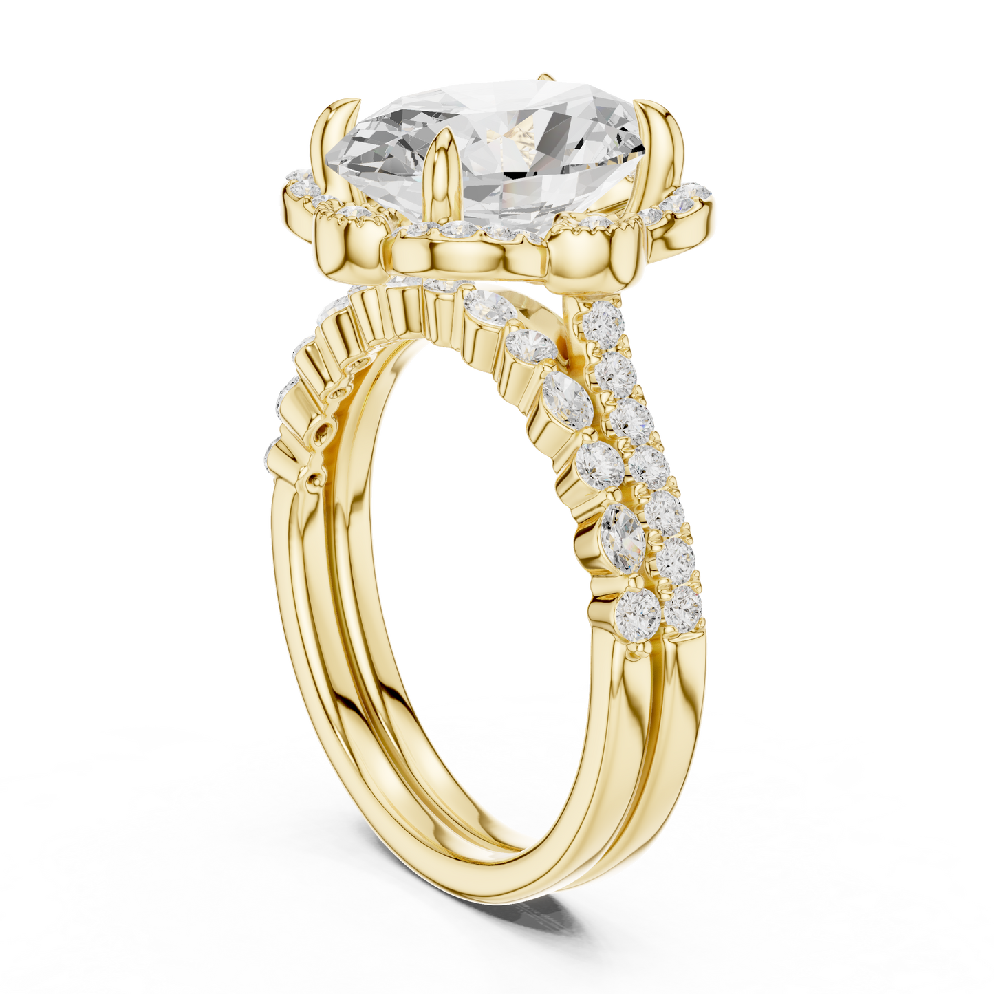 3.58 Ct Oval Marquise & Round Lab Grown Diamond Very Esthetical Party Wear Diamond Ring For Her - HIGHCARAT DIAMONDS