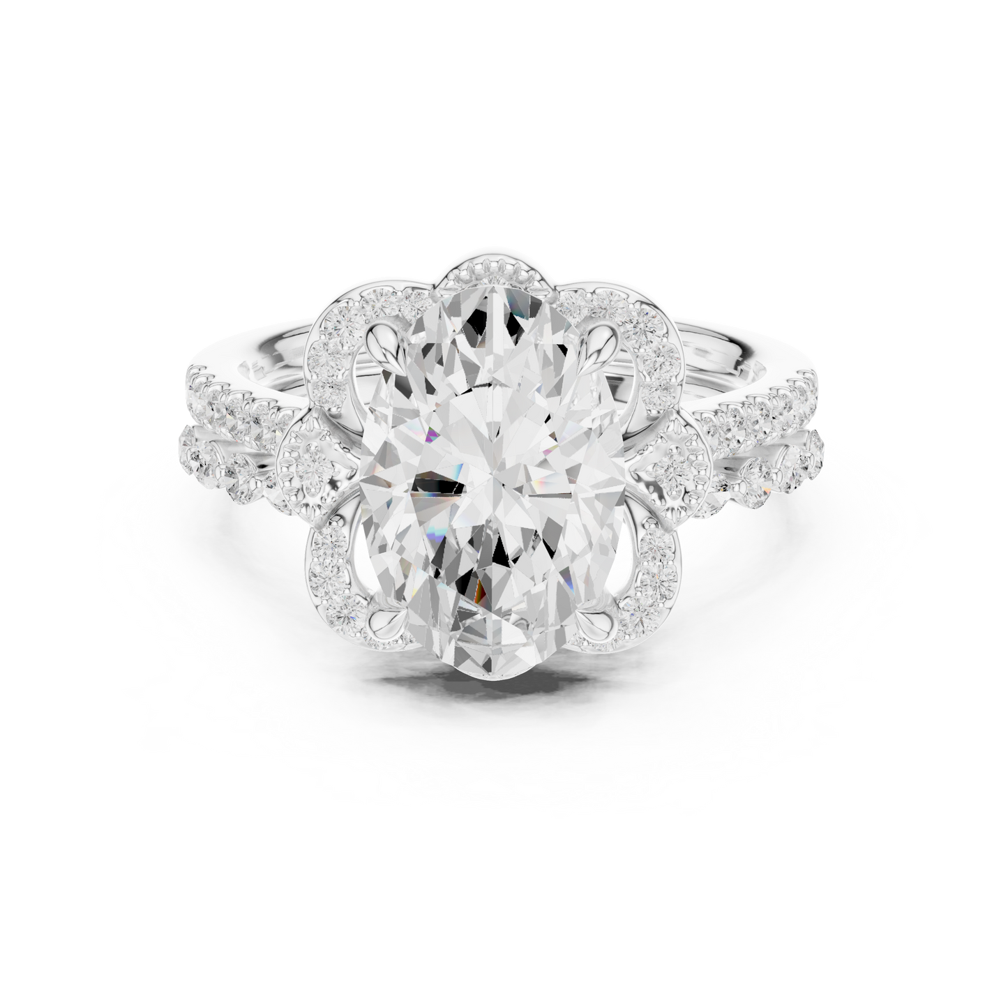 3.58 Ct Oval Marquise & Round Lab Grown Diamond Very Esthetical Party Wear Diamond Ring For Her - HIGHCARAT DIAMONDS