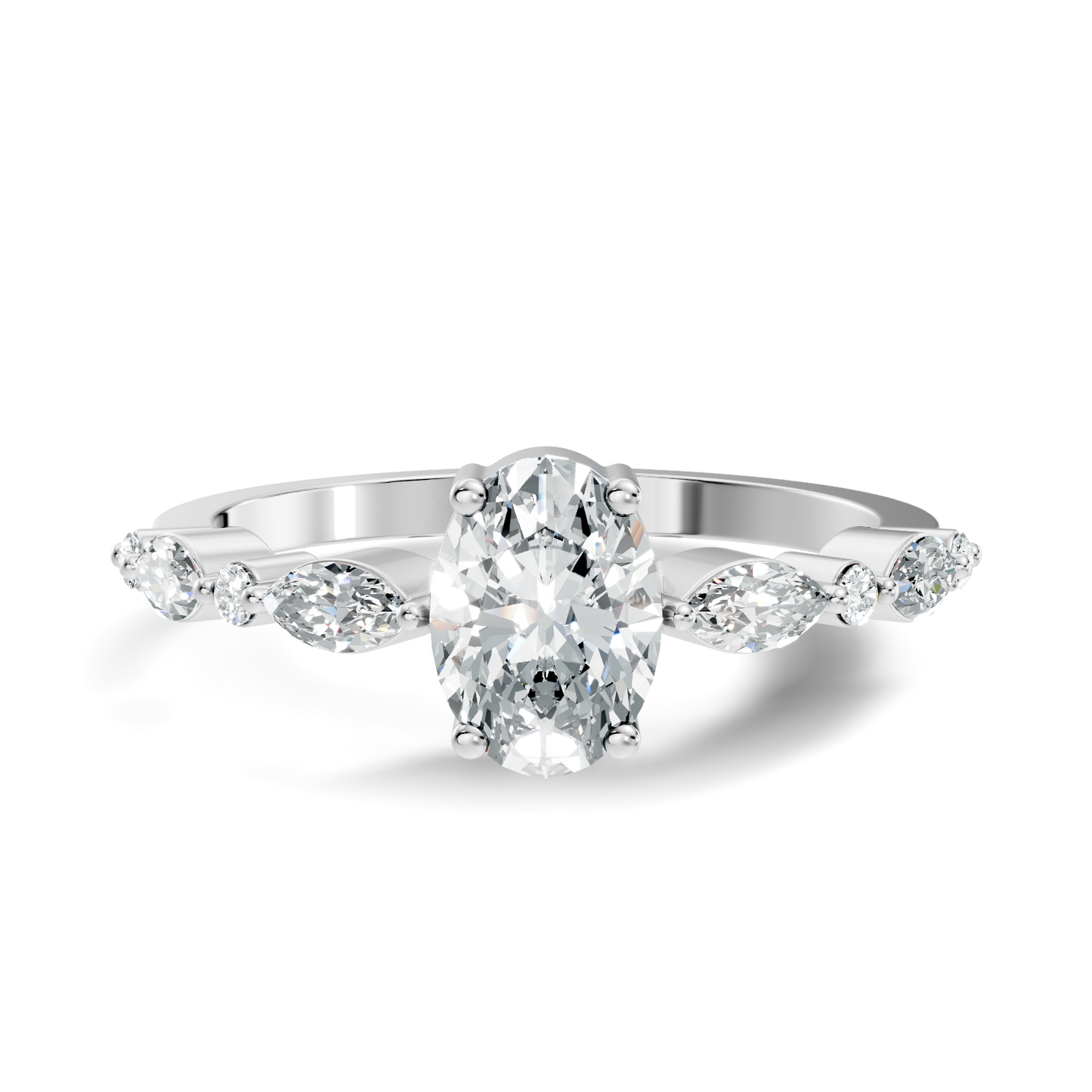 Oval, Marquise and Round Cut 1.20Ct Lab Grown Diamond Minimalist Dainty Stunning Wedding Ring For Women's - HIGHCARAT DIAMONDS