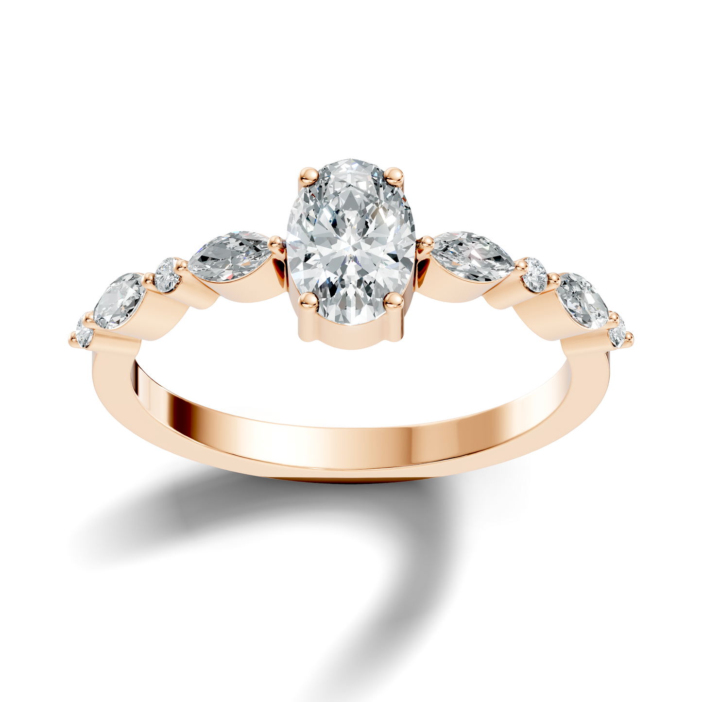 Oval, Marquise and Round Cut 1.20Ct Lab Grown Diamond Minimalist Dainty Stunning Wedding Ring For Women's - HIGHCARAT DIAMONDS