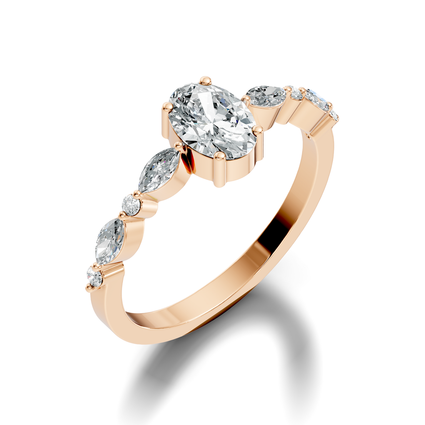 Oval, Marquise and Round Cut 1.20Ct Lab Grown Diamond Minimalist Dainty Stunning Wedding Ring For Women's - HIGHCARAT DIAMONDS