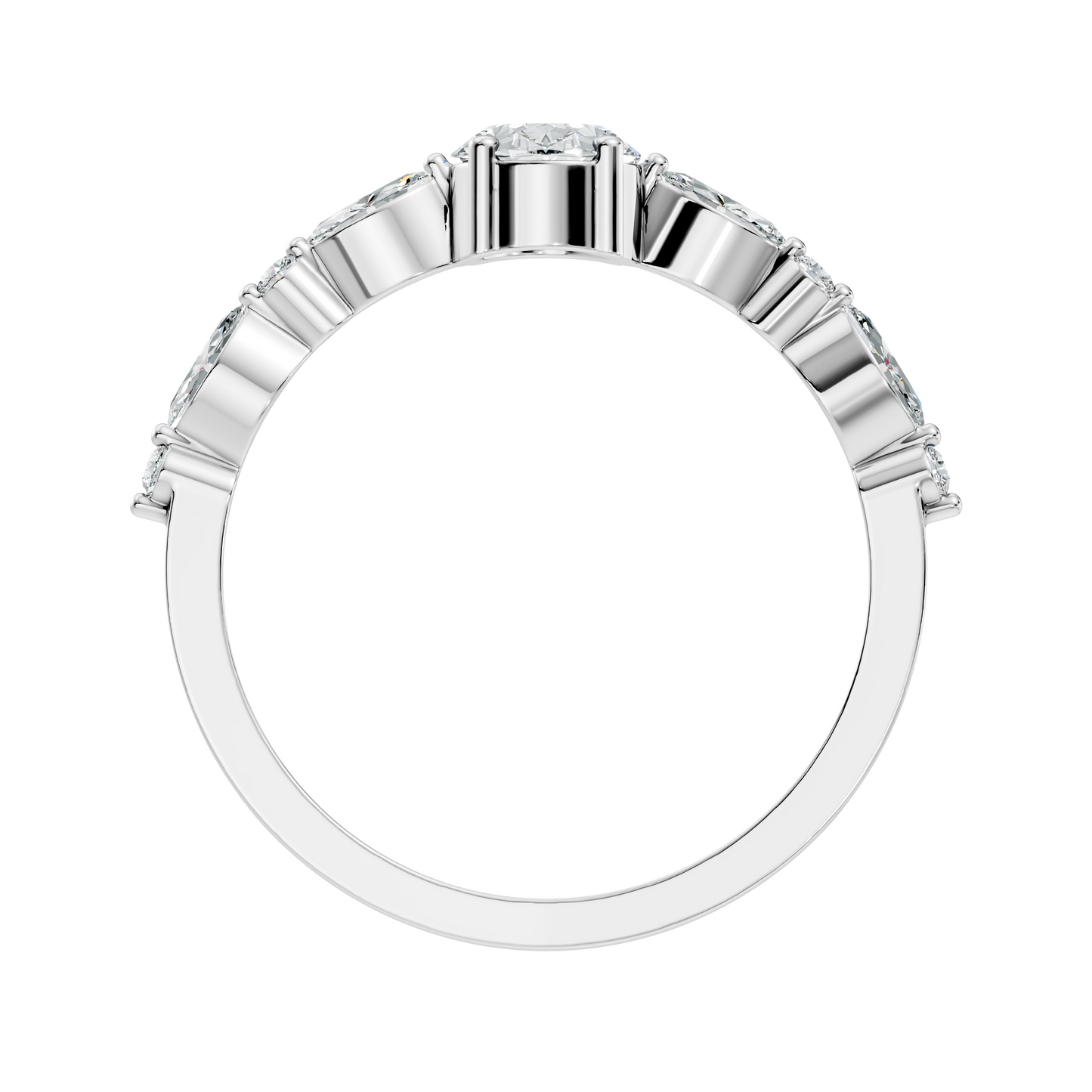 Oval, Marquise and Round Cut 1.20Ct Lab Grown Diamond Minimalist Dainty Stunning Wedding Ring For Women's - HIGHCARAT DIAMONDS