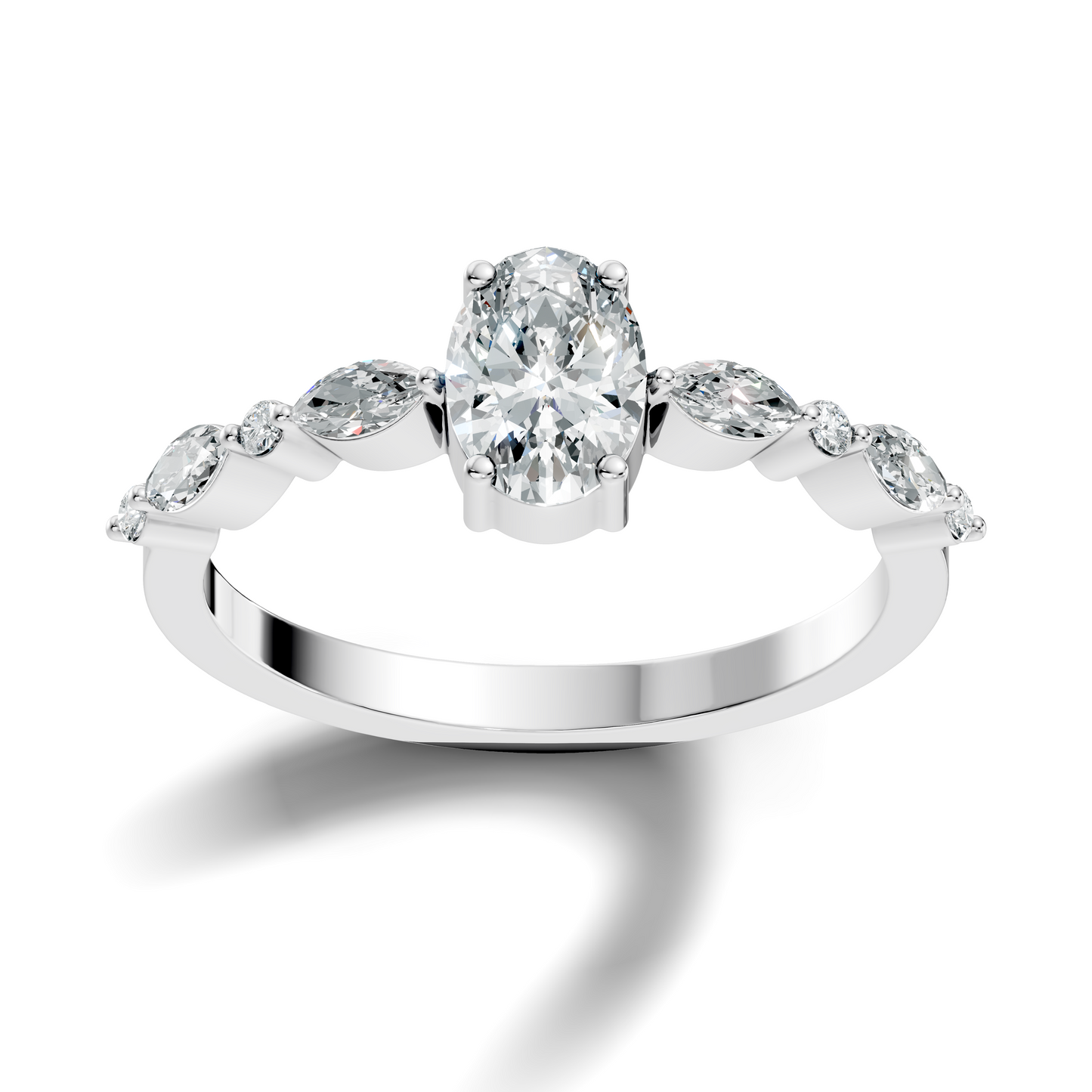 Oval, Marquise and Round Cut 1.20Ct Lab Grown Diamond Minimalist Dainty Stunning Wedding Ring For Women's - HIGHCARAT DIAMONDS
