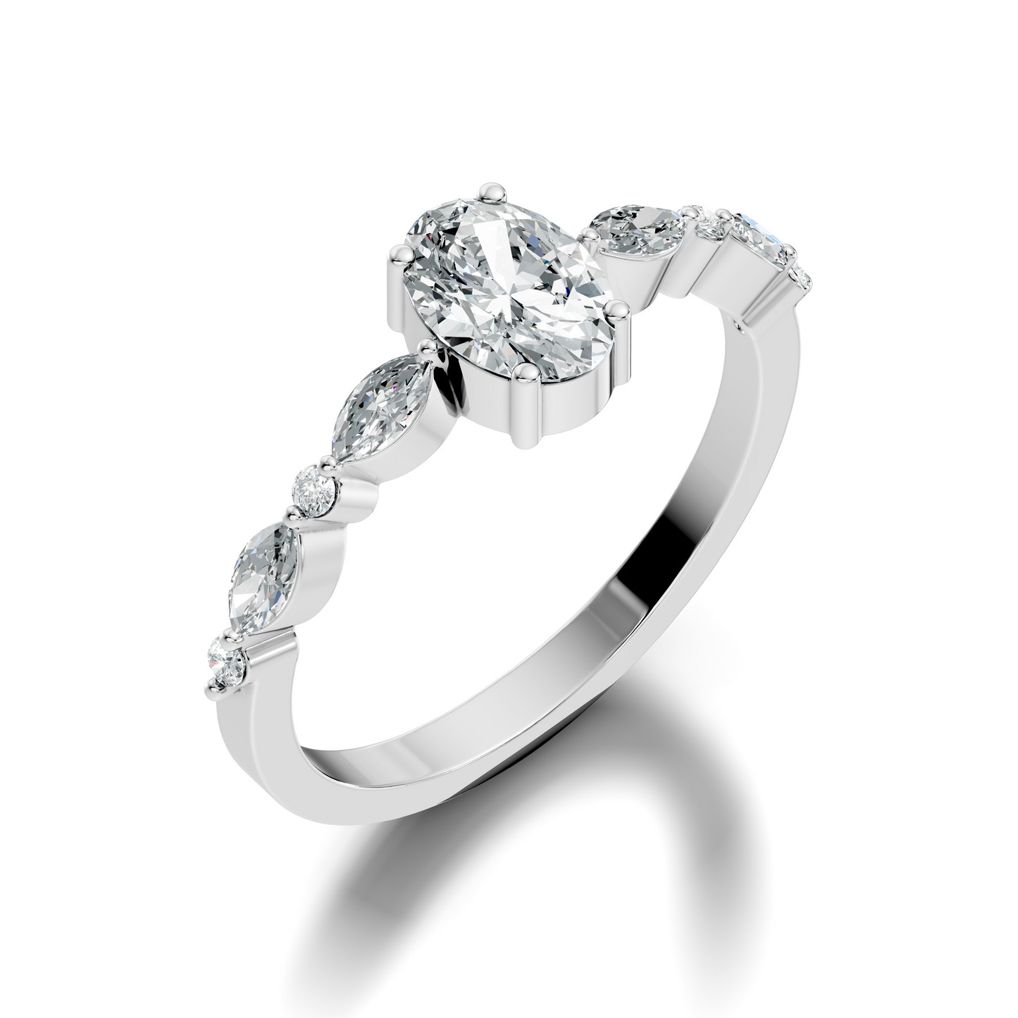 Oval, Marquise and Round Cut 1.20Ct Lab Grown Diamond Minimalist Dainty Stunning Wedding Ring For Women's - HIGHCARAT DIAMONDS