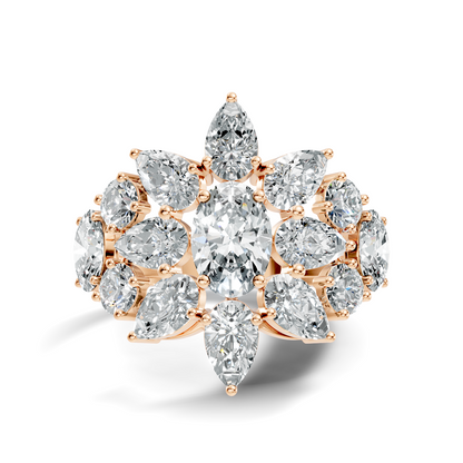 3.55Ct Oval, Pear and Round Cut Top Grade Diamond Antique Delicate Vintage Bridesmaid Ring For Women's - HIGHCARAT DIAMONDS