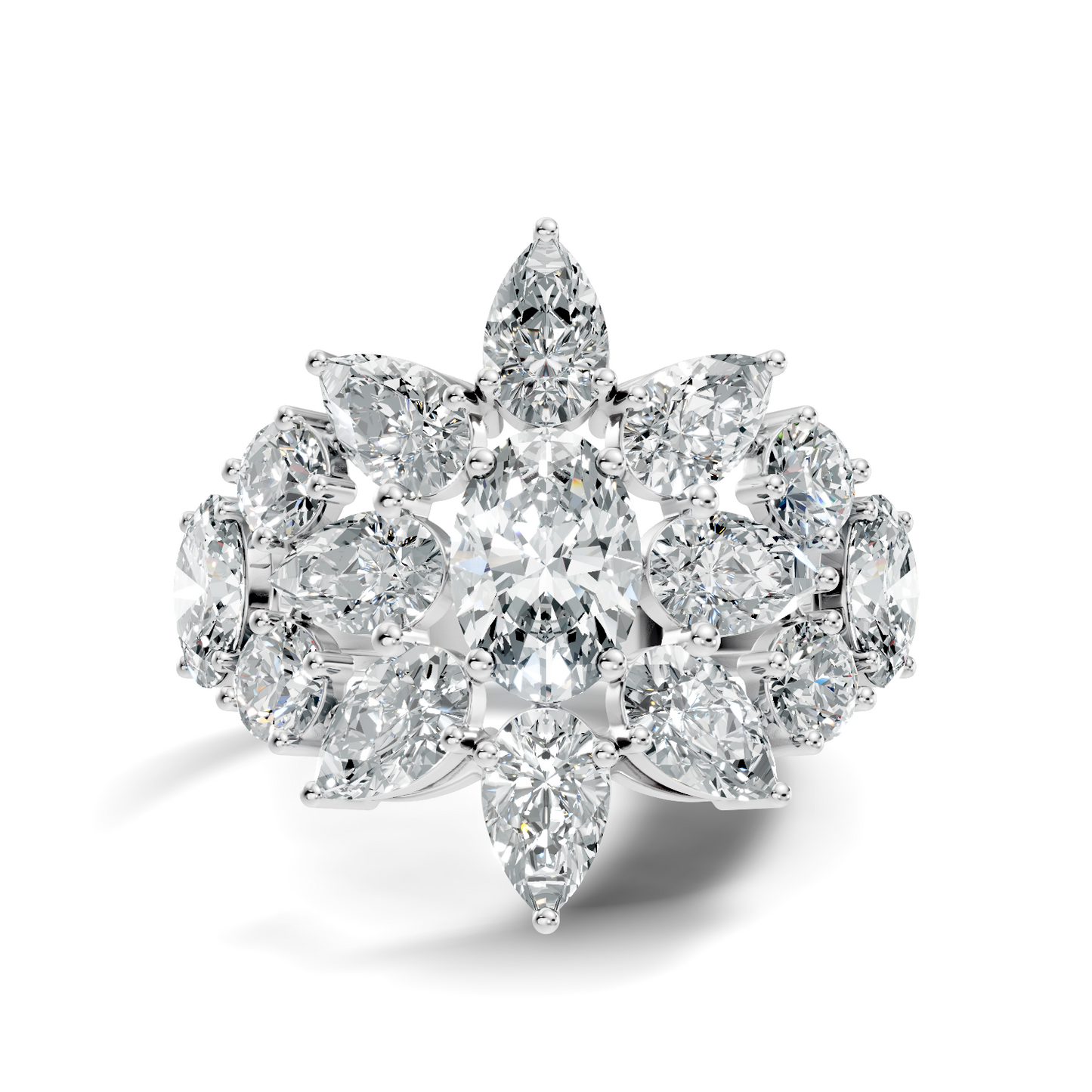 3.55Ct Oval, Pear and Round Cut Top Grade Diamond Antique Delicate Vintage Bridesmaid Ring For Women's - HIGHCARAT DIAMONDS