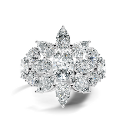 3.55Ct Oval, Pear and Round Cut Top Grade Diamond Antique Delicate Vintage Bridesmaid Ring For Women's - HIGHCARAT DIAMONDS