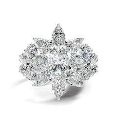 3.55Ct Oval, Pear and Round Cut Top Grade Diamond Antique Delicate Vintage Bridesmaid Ring For Women's - HIGHCARAT DIAMONDS