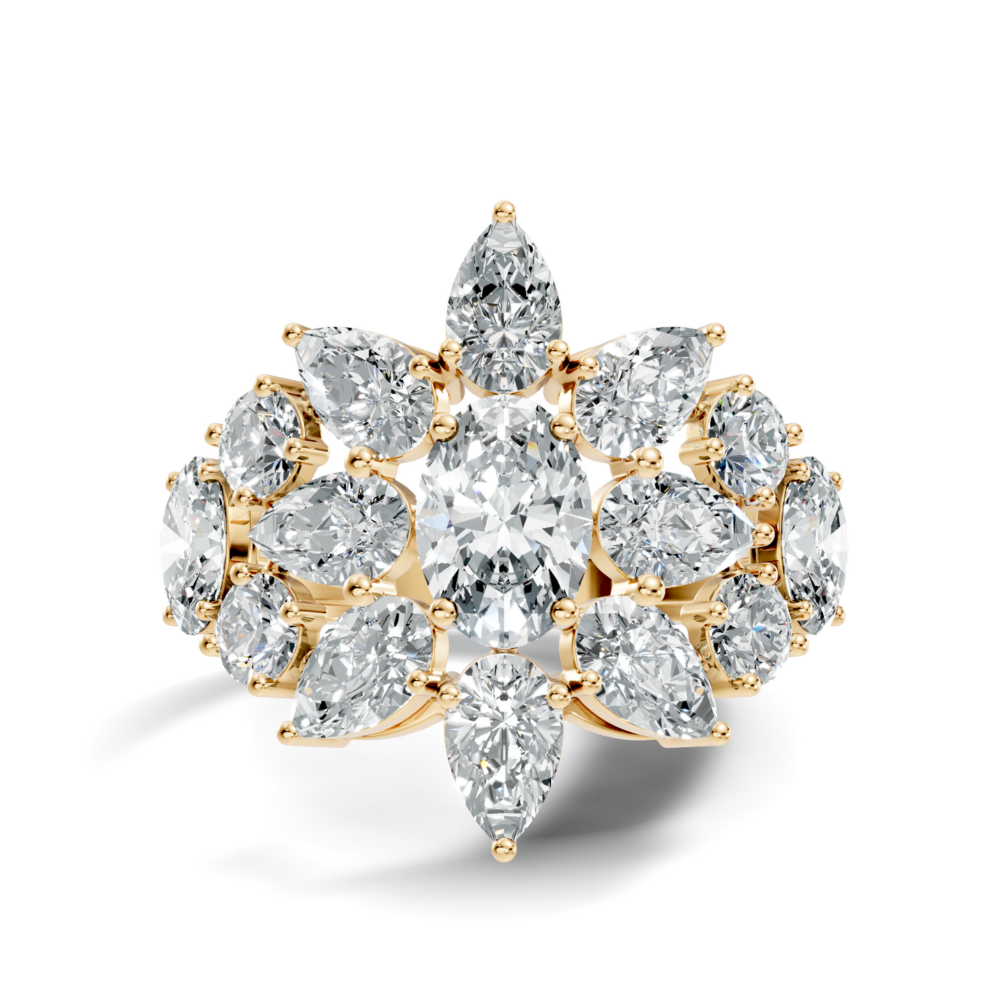 3.55Ct Oval, Pear and Round Cut Top Grade Diamond Antique Delicate Vintage Bridesmaid Ring For Women's - HIGHCARAT DIAMONDS