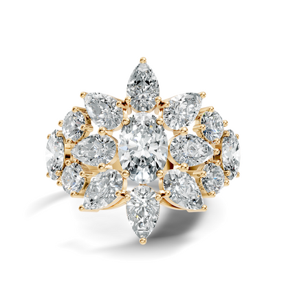 3.55Ct Oval, Pear and Round Cut Top Grade Diamond Antique Delicate Vintage Bridesmaid Ring For Women's - HIGHCARAT DIAMONDS
