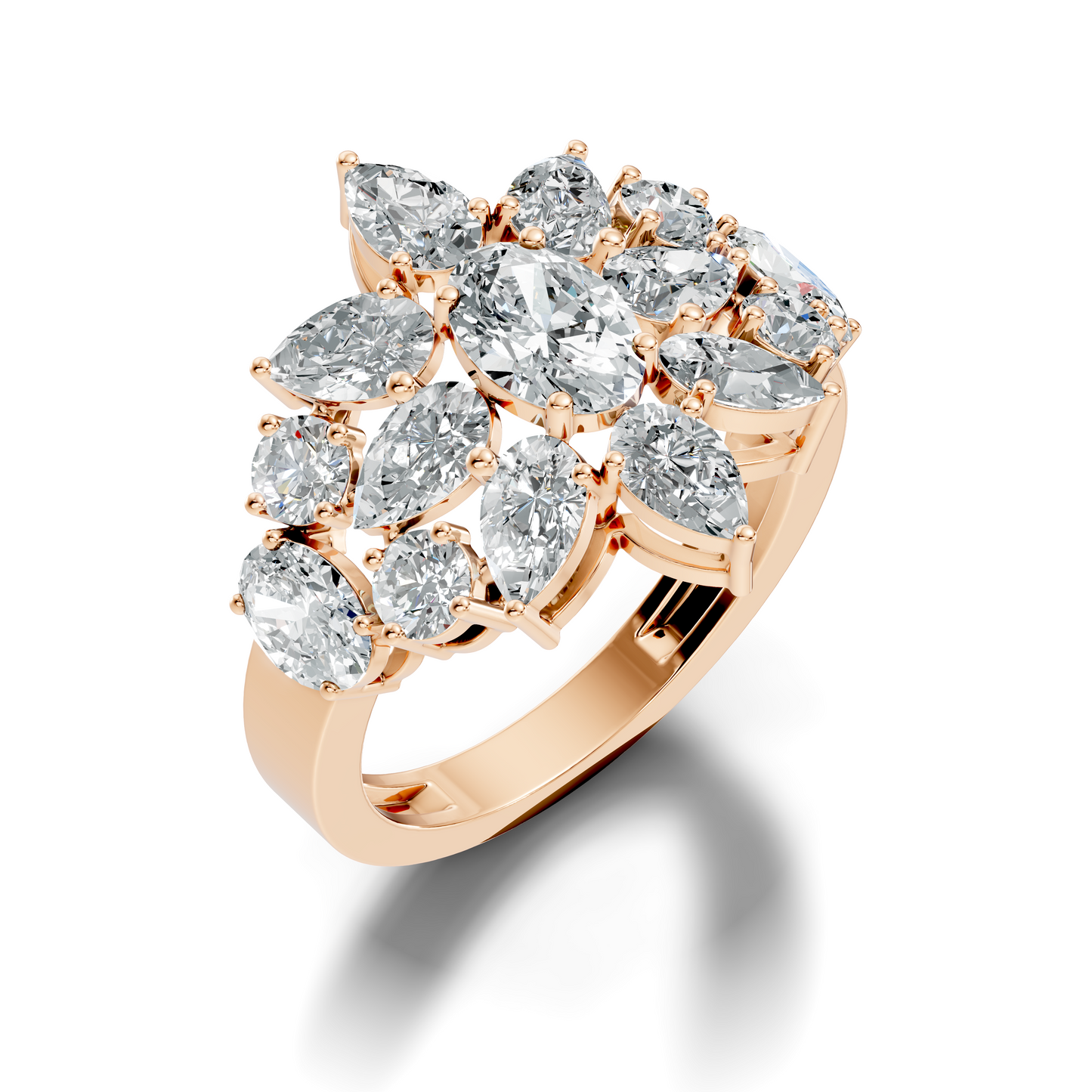 3.55Ct Oval, Pear and Round Cut Top Grade Diamond Antique Delicate Vintage Bridesmaid Ring For Women's - HIGHCARAT DIAMONDS