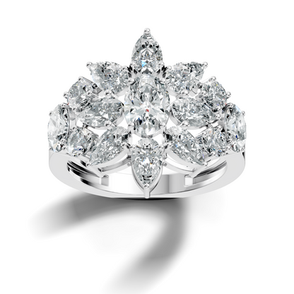 3.55Ct Oval, Pear and Round Cut Top Grade Diamond Antique Delicate Vintage Bridesmaid Ring For Women's - HIGHCARAT DIAMONDS