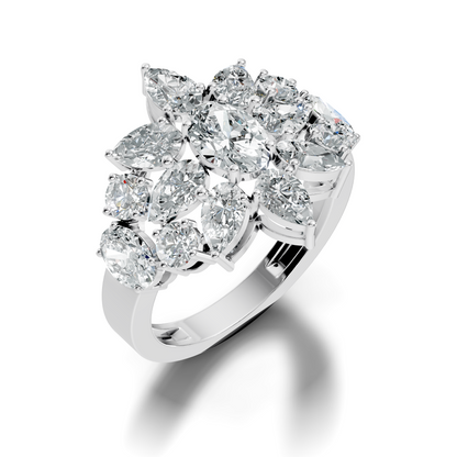 3.55Ct Oval, Pear and Round Cut Top Grade Diamond Antique Delicate Vintage Bridesmaid Ring For Women's - HIGHCARAT DIAMONDS