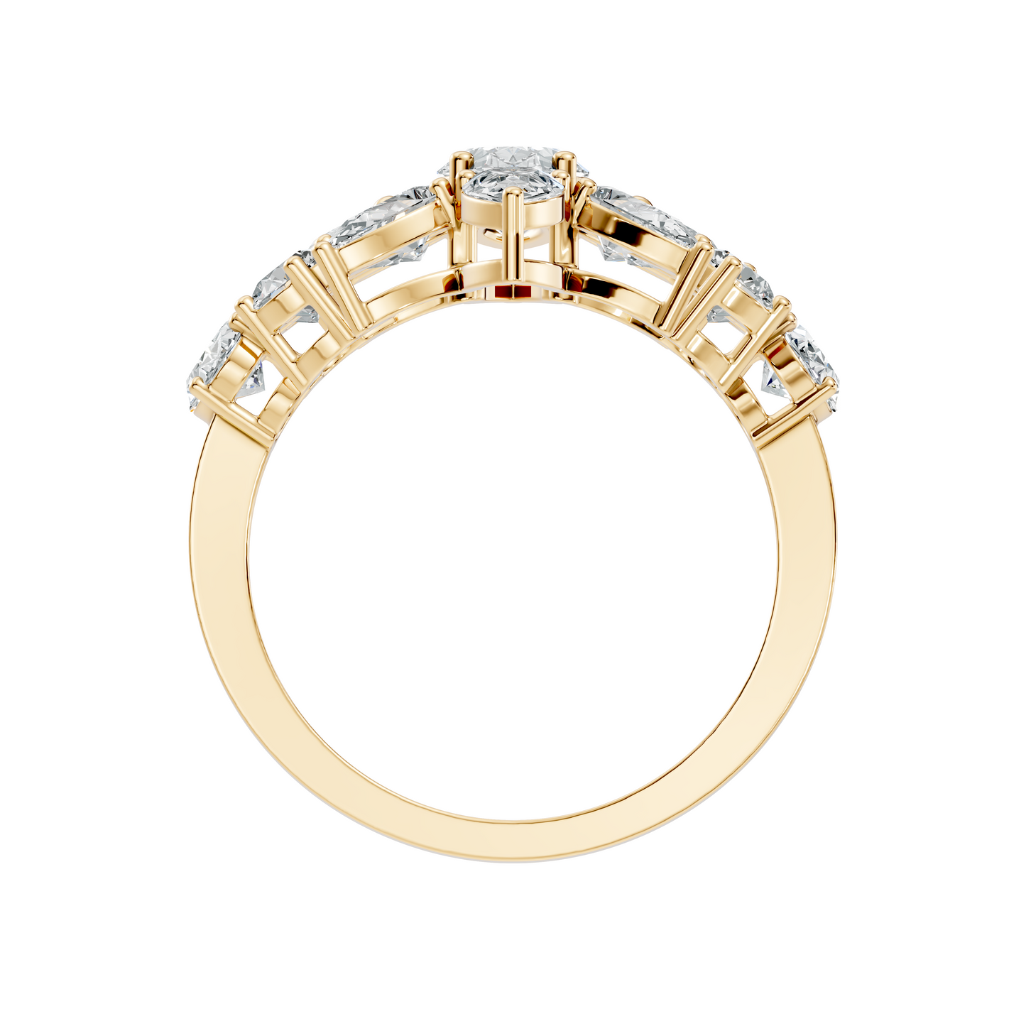 3.55Ct Oval, Pear and Round Cut Top Grade Diamond Antique Delicate Vintage Bridesmaid Ring For Women's - HIGHCARAT DIAMONDS