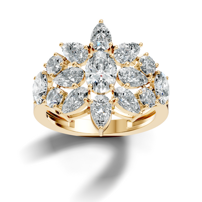 3.55Ct Oval, Pear and Round Cut Top Grade Diamond Antique Delicate Vintage Bridesmaid Ring For Women's - HIGHCARAT DIAMONDS
