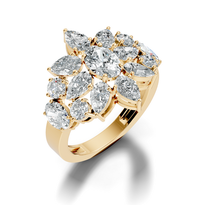 3.55Ct Oval, Pear and Round Cut Top Grade Diamond Antique Delicate Vintage Bridesmaid Ring For Women's - HIGHCARAT DIAMONDS