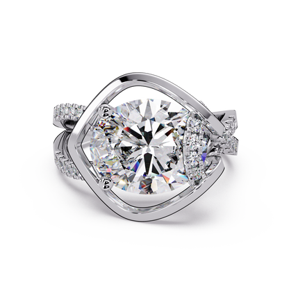 Oval Cut Lab Grown Diamond Open Frame Side Accent Ring - HIGHCARAT DIAMONDS