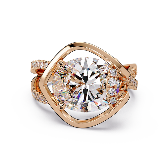 Oval Cut Lab Grown Diamond Open Frame Side Accent Ring - HIGHCARAT DIAMONDS
