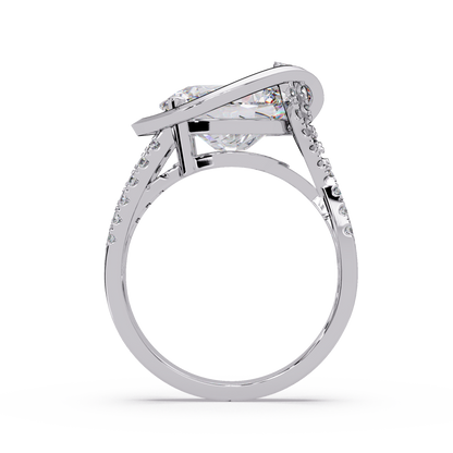Oval Cut Lab Grown Diamond Open Frame Side Accent Ring - HIGHCARAT DIAMONDS