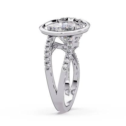 Oval Cut Lab Grown Diamond Open Frame Side Accent Ring - HIGHCARAT DIAMONDS