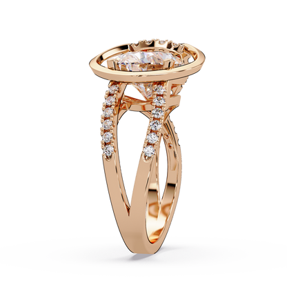 Oval Cut Lab Grown Diamond Open Frame Side Accent Ring - HIGHCARAT DIAMONDS
