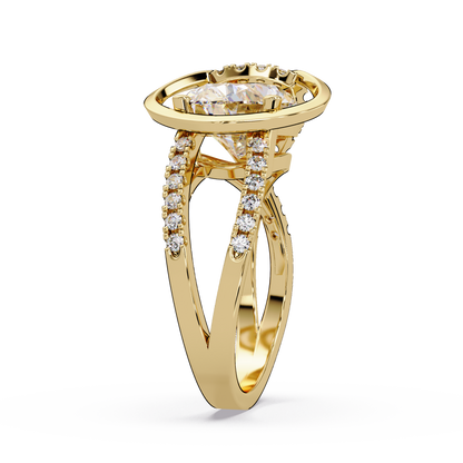 Oval Cut Lab Grown Diamond Open Frame Side Accent Ring - HIGHCARAT DIAMONDS