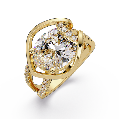 Oval Cut Lab Grown Diamond Open Frame Side Accent Ring - HIGHCARAT DIAMONDS