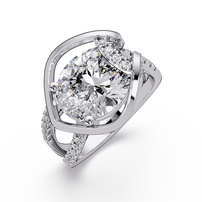 Oval Cut Lab Grown Diamond Open Frame Side Accent Ring - HIGHCARAT DIAMONDS