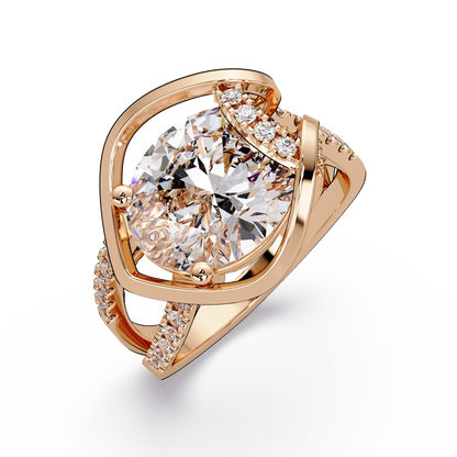 Oval Cut Lab Grown Diamond Open Frame Side Accent Ring - HIGHCARAT DIAMONDS