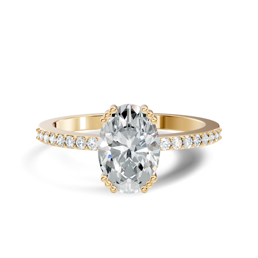 1.24Ct Oval and Round Cut High Quality  Diamond Unique Half Eternity Vintage Dainty Ring For Women's - HIGHCARAT DIAMONDS