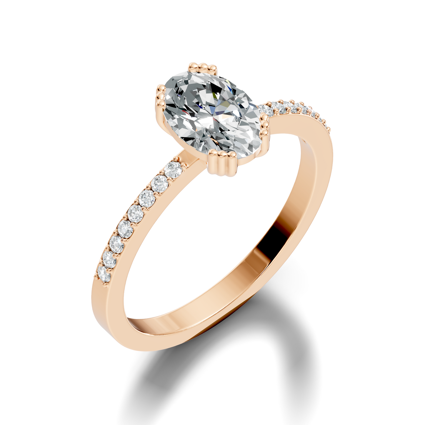 1.24Ct Oval and Round Cut High Quality  Diamond Unique Half Eternity Vintage Dainty Ring For Women's - HIGHCARAT DIAMONDS