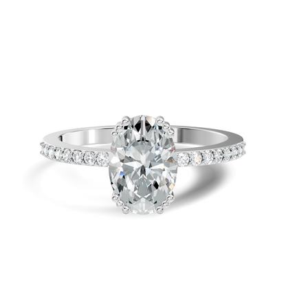1.24Ct Oval and Round Cut High Quality  Diamond Unique Half Eternity Vintage Dainty Ring For Women's - HIGHCARAT DIAMONDS