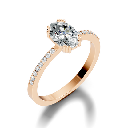 1.24Ct Oval and Round Cut High Quality  Diamond Unique Half Eternity Vintage Dainty Ring For Women's - HIGHCARAT DIAMONDS