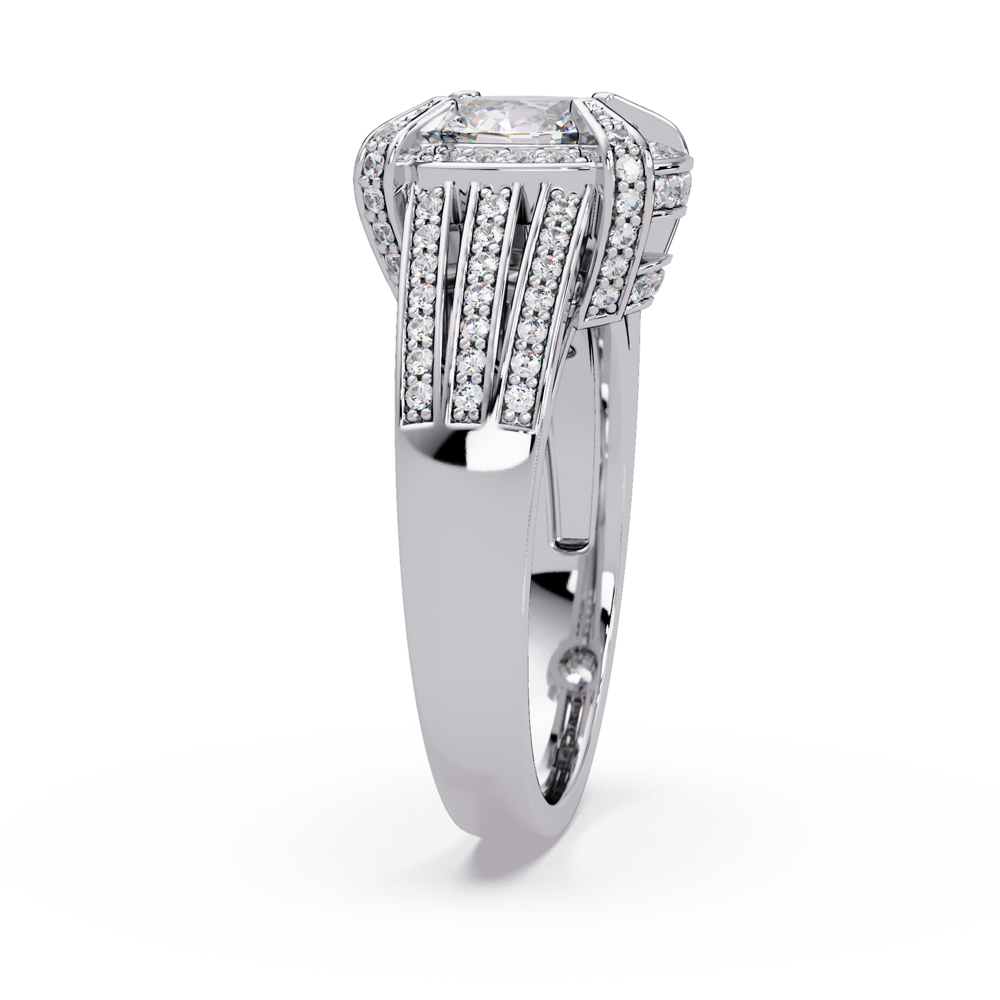 Oval Cut Lab Grown Diamond Split Band Halo Ring - HIGHCARAT DIAMONDS