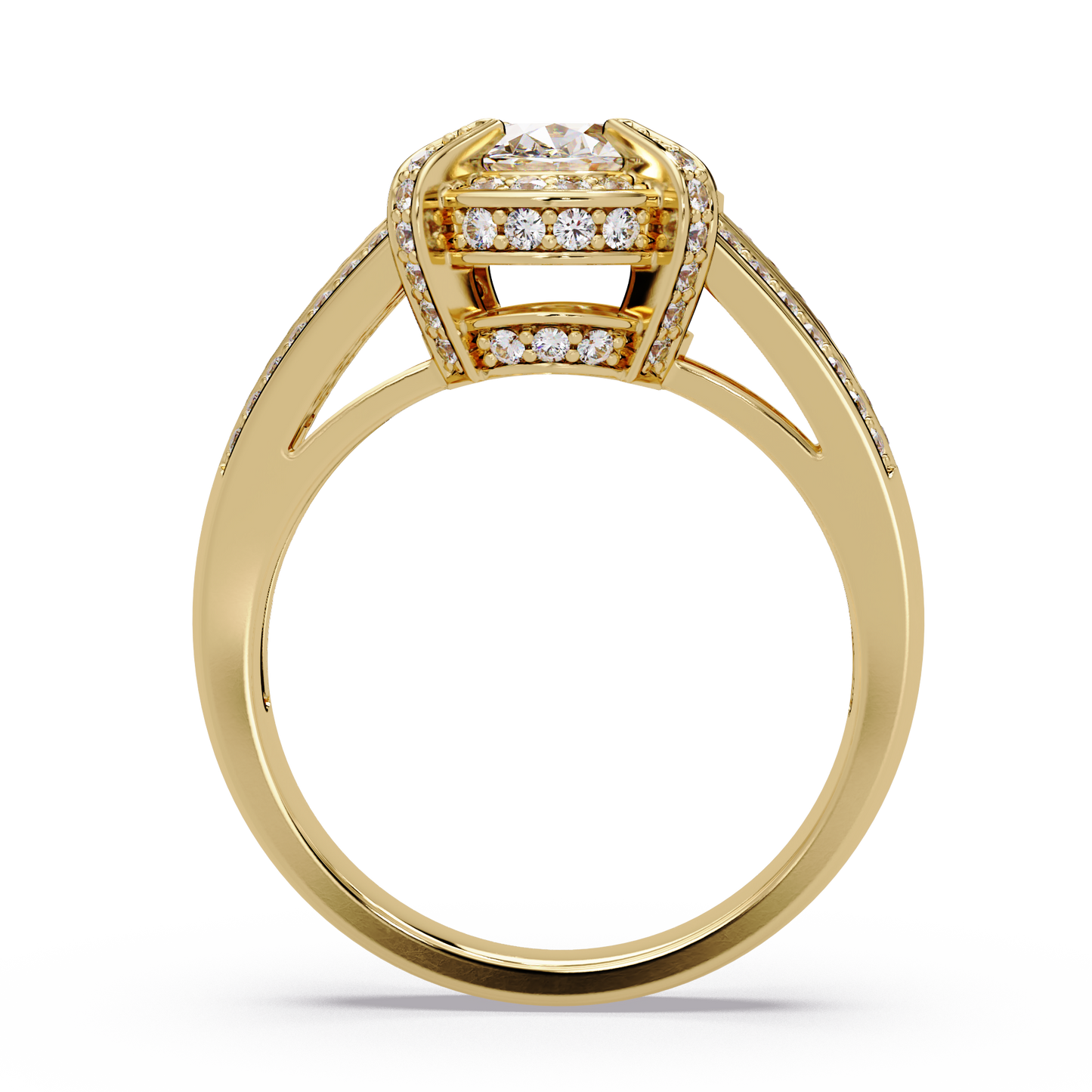 Oval Cut Lab Grown Diamond Split Band Halo Ring - HIGHCARAT DIAMONDS