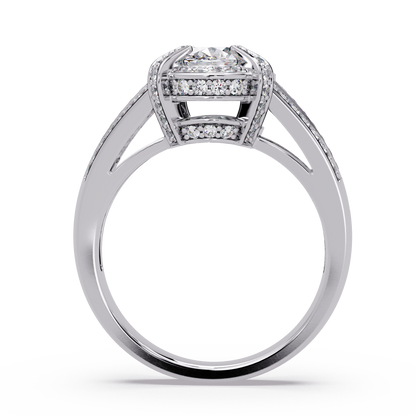 Oval Cut Lab Grown Diamond Split Band Halo Ring - HIGHCARAT DIAMONDS