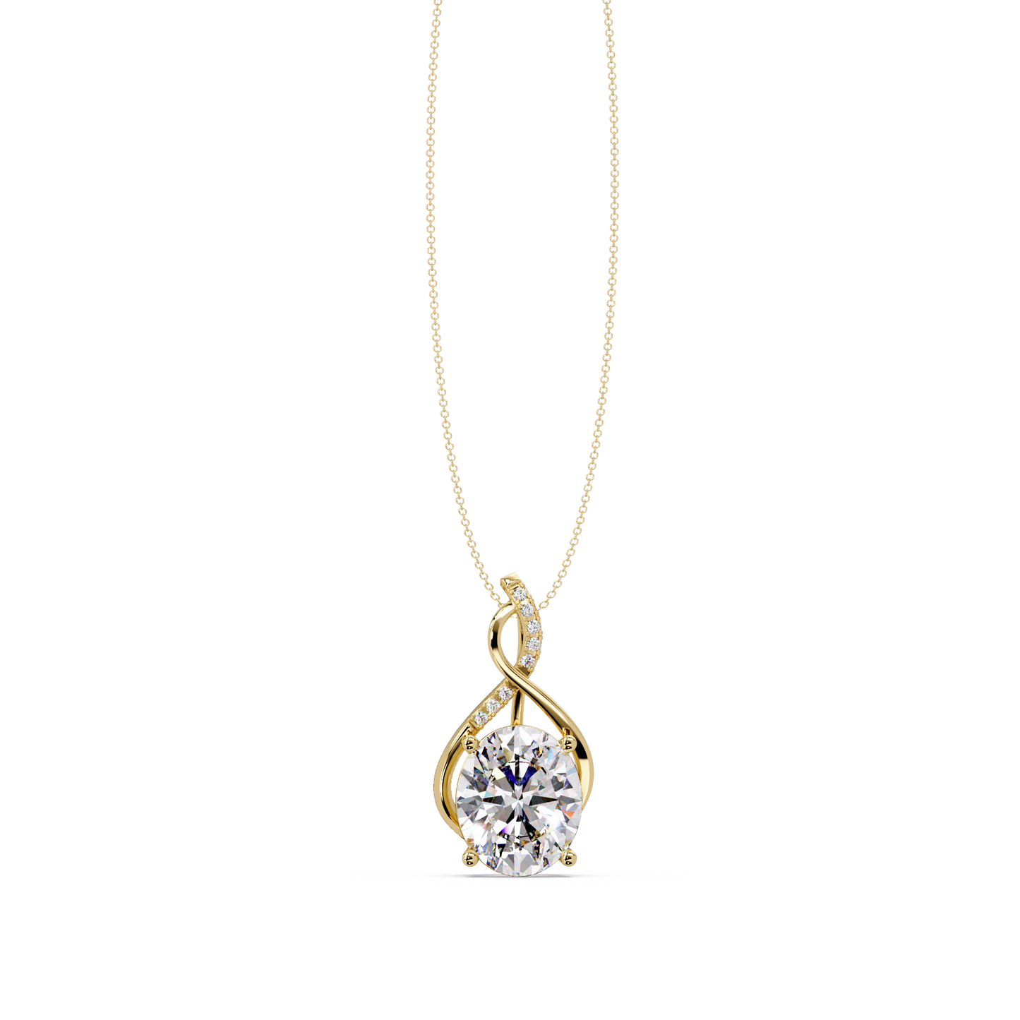 Oval Cut Lab Grown Diamond Twist Pendant - HIGHCARAT DIAMONDS