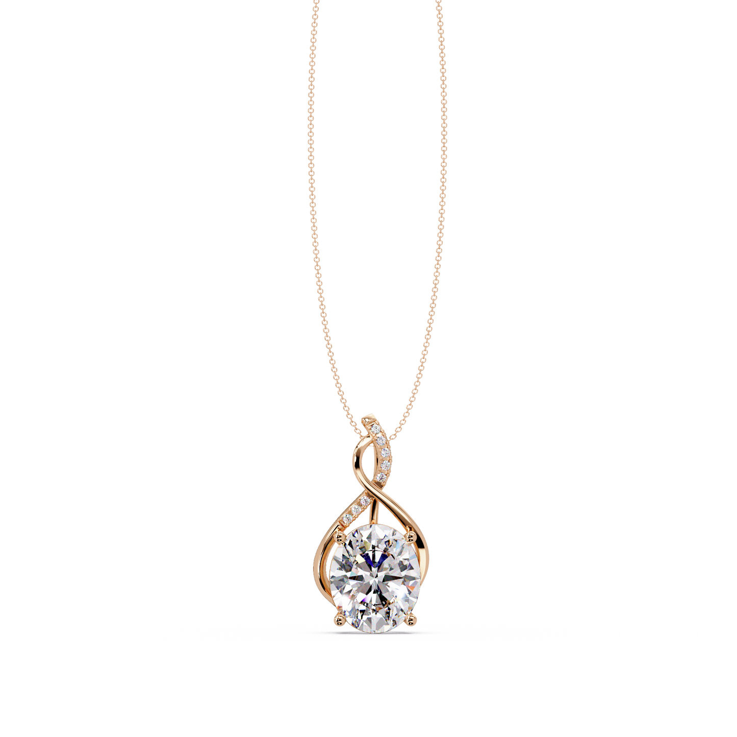 Oval Cut Lab Grown Diamond Twist Pendant - HIGHCARAT DIAMONDS