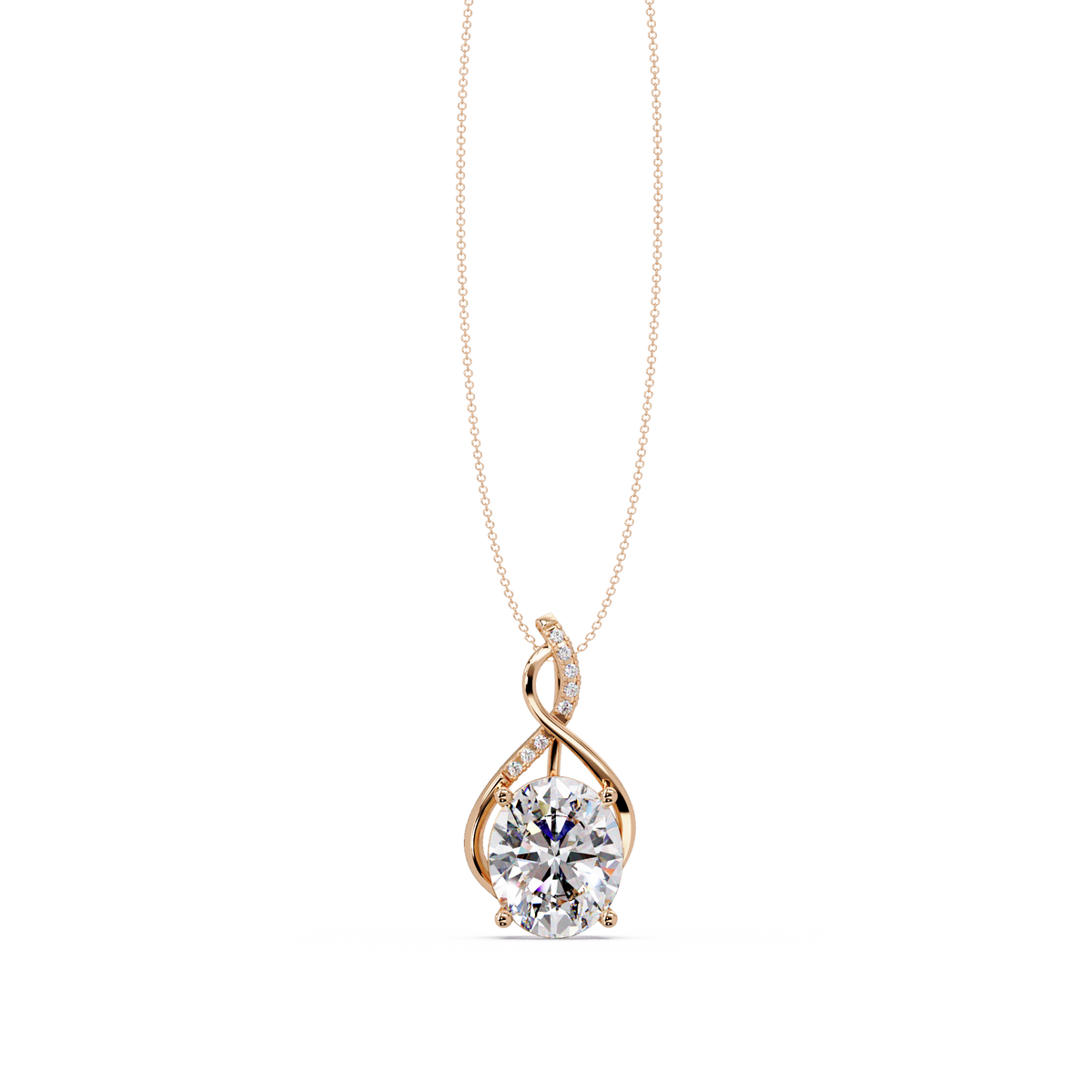Oval Cut Lab Grown Diamond Twist Pendant - HIGHCARAT DIAMONDS