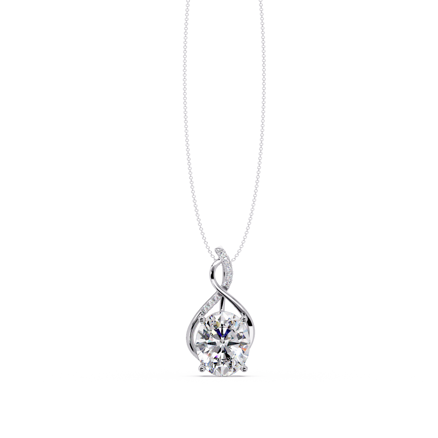 Oval Cut Lab Grown Diamond Twist Pendant - HIGHCARAT DIAMONDS