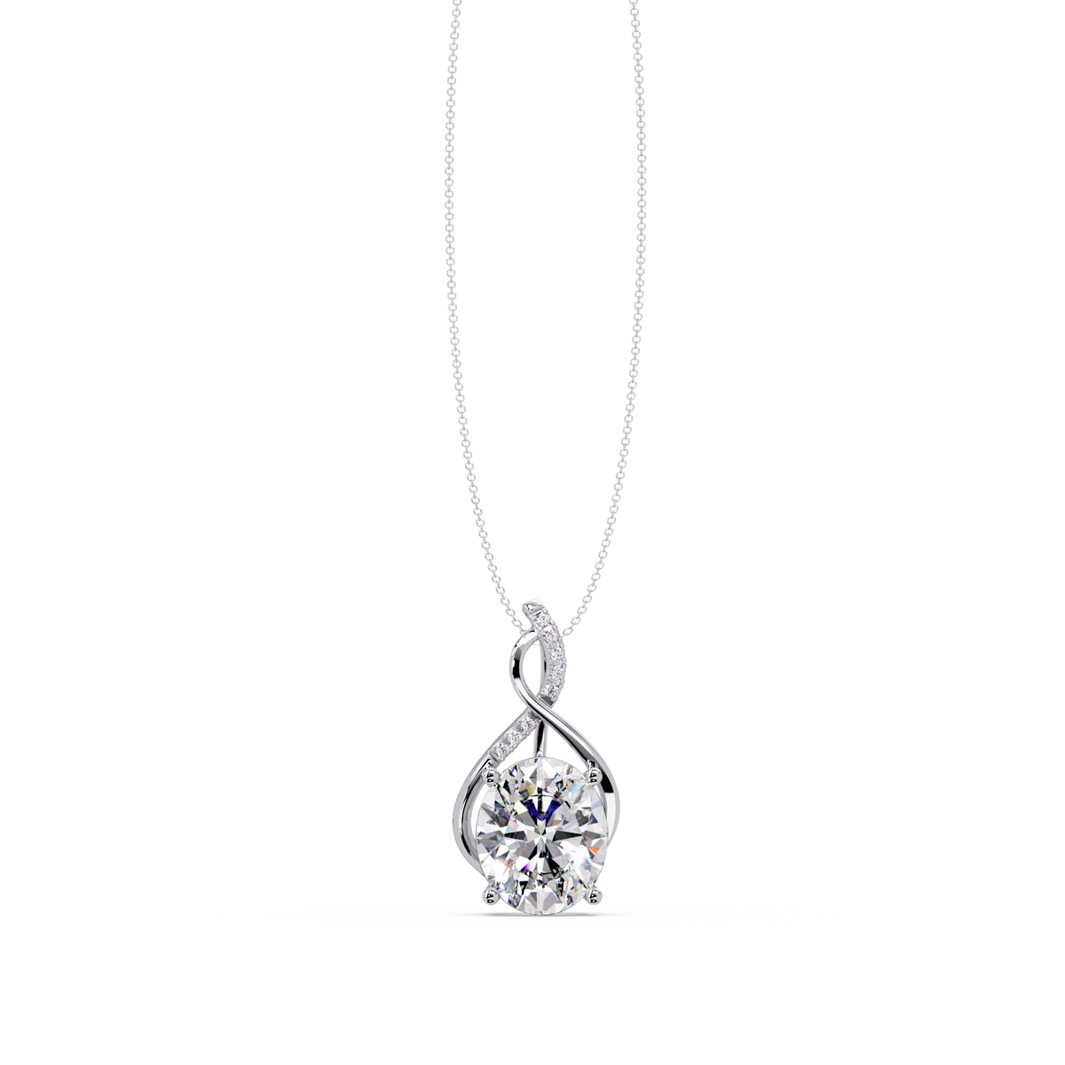 Oval Cut Lab Grown Diamond Twist Pendant - HIGHCARAT DIAMONDS
