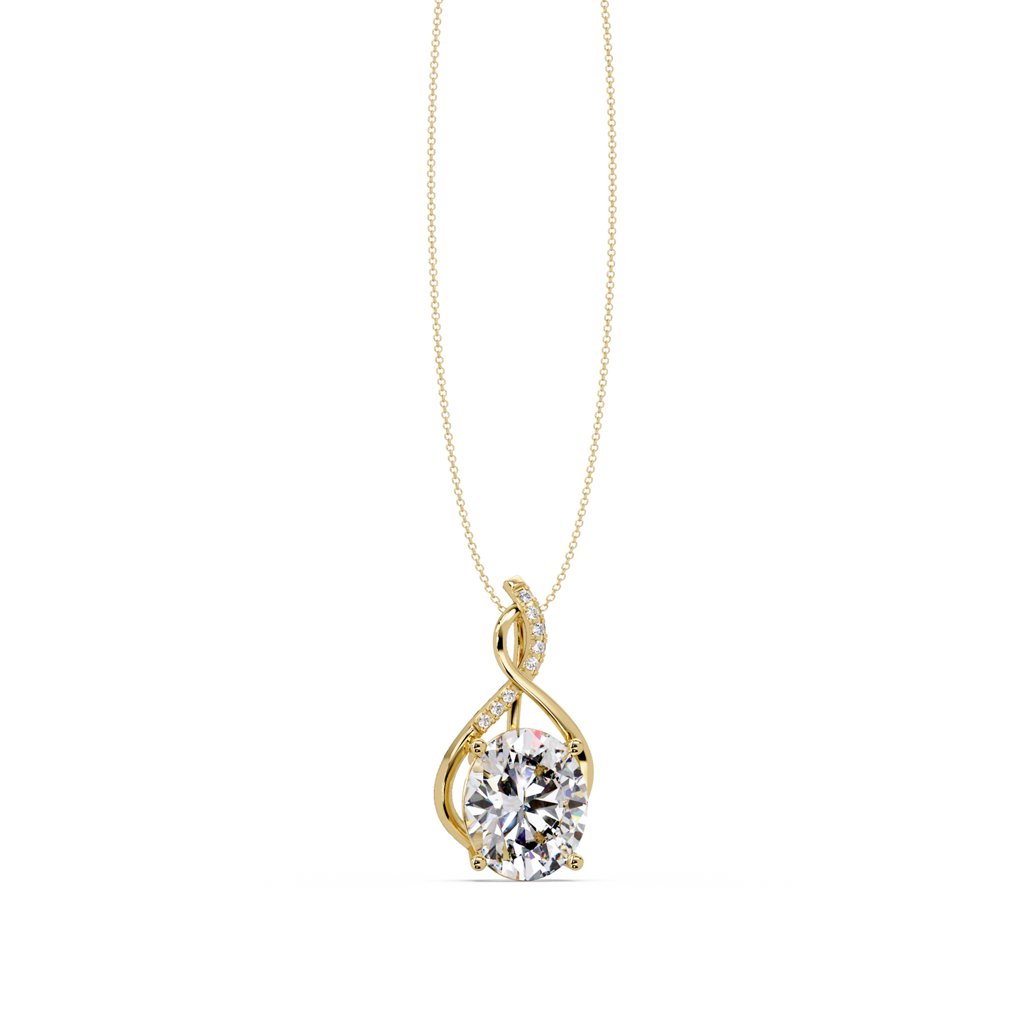Oval Cut Lab Grown Diamond Twist Pendant - HIGHCARAT DIAMONDS