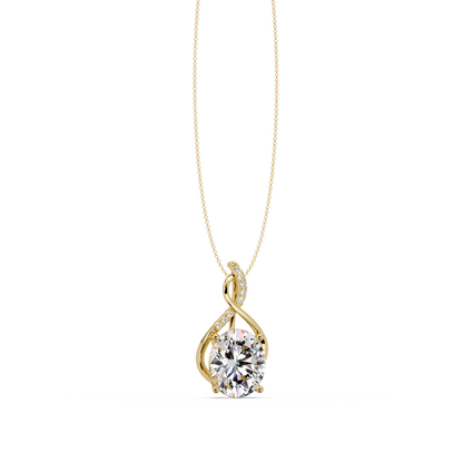 Oval Cut Lab Grown Diamond Twist Pendant - HIGHCARAT DIAMONDS