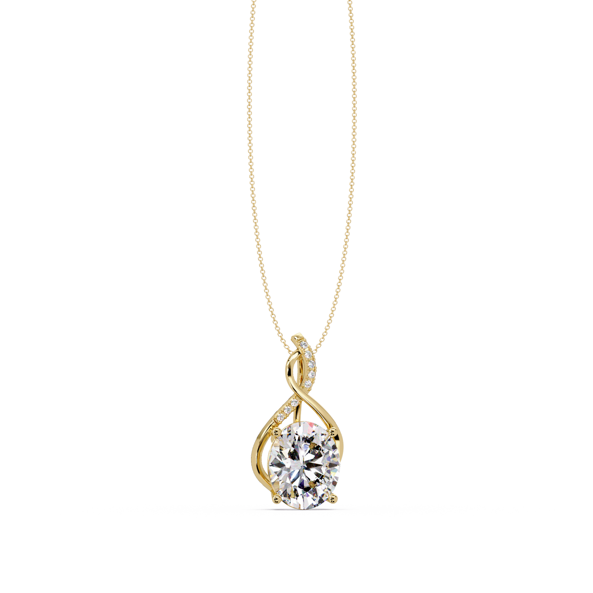 Oval Cut Lab Grown Diamond Twist Pendant - HIGHCARAT DIAMONDS