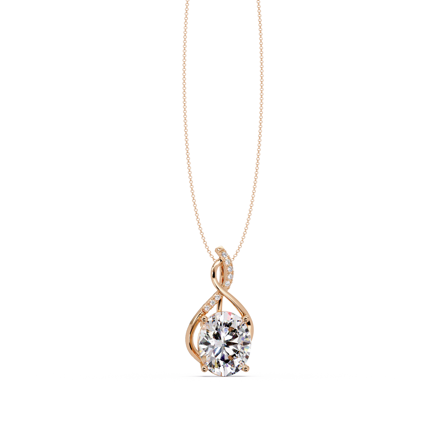 Oval Cut Lab Grown Diamond Twist Pendant - HIGHCARAT DIAMONDS
