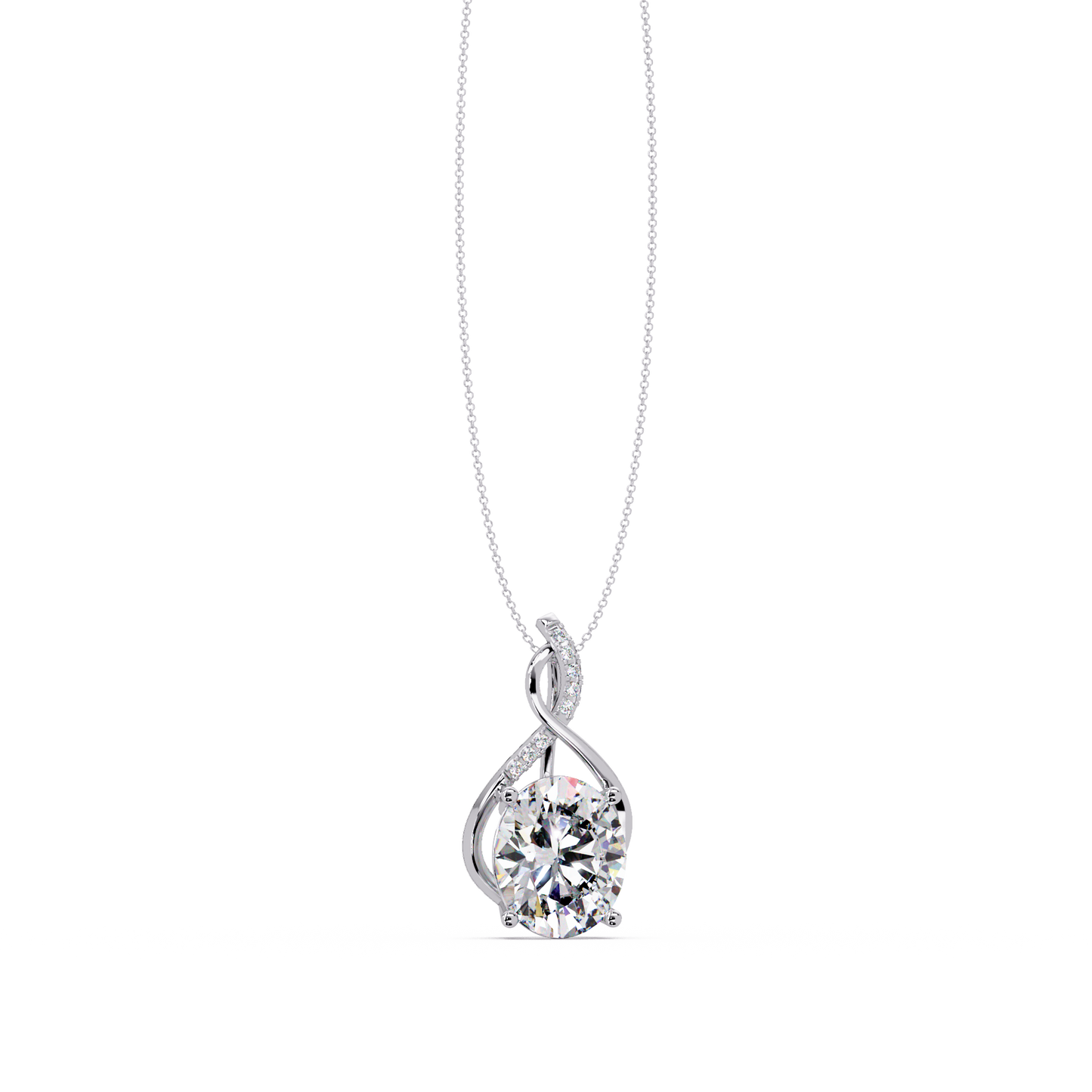 Oval Cut Lab Grown Diamond Twist Pendant - HIGHCARAT DIAMONDS