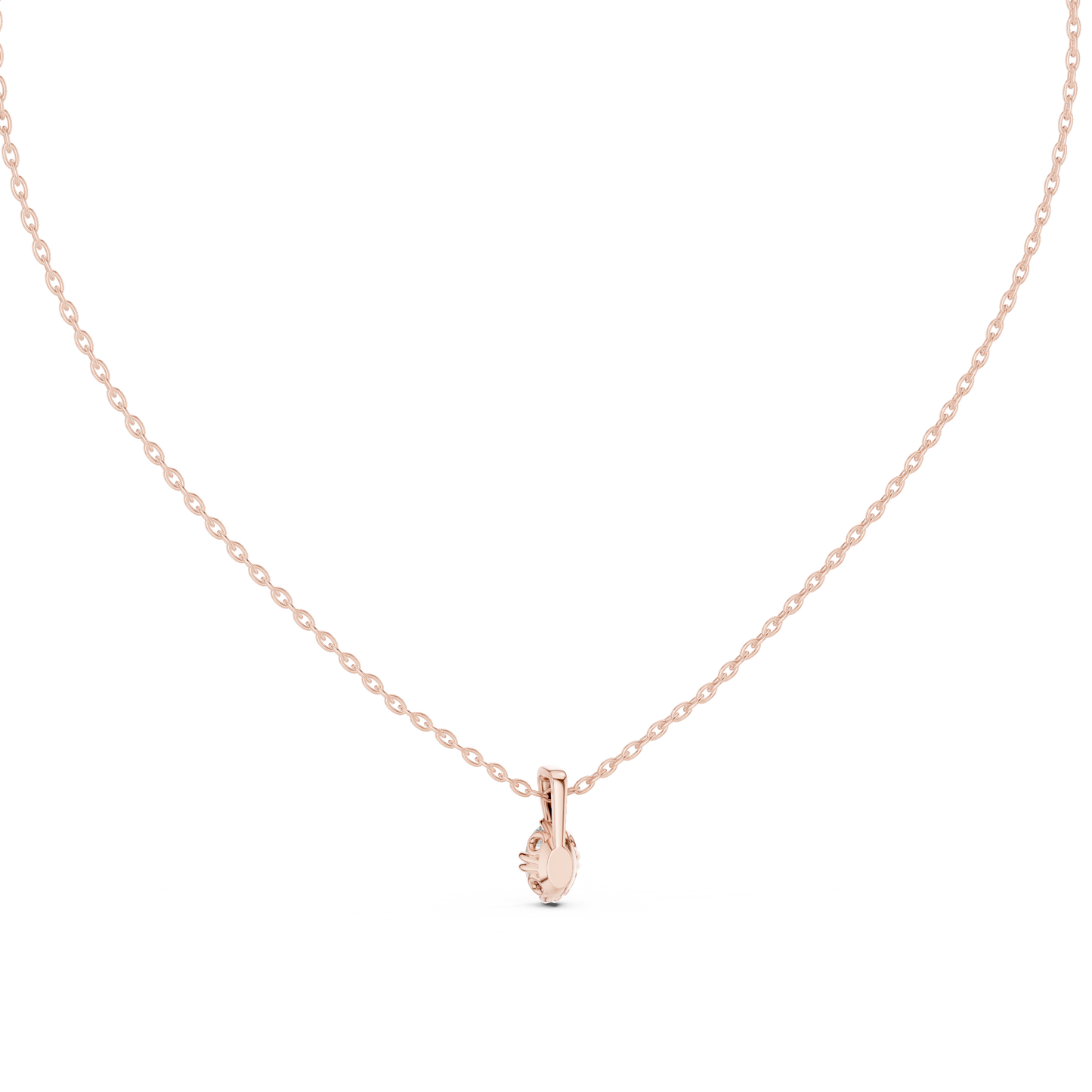 Colorless Oval Labgrown Diamond Solitaire Pendant For Women In 14K solid white Gold - HIGHCARAT DIAMONDS