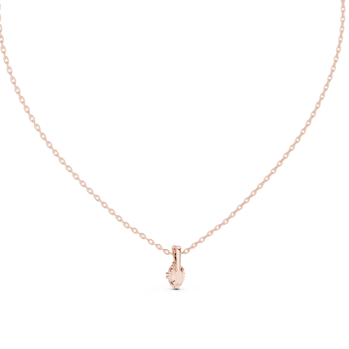 Oval Cut Solitaire 14K Solid Gold Diamond Pendant Alternate Angle